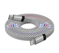 Magtame Magnetic USB C to Lightning Cable - 1.5M Nylon Braided, MFi Certified Compatible with iPhone 14/13/12/11 Pro Max/XS MAX/XR/XS/X/8 SE Flat, Coiled iPhone Charger Cord for Car