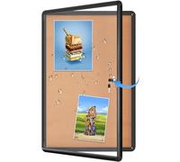 Magula Enclosed Cork Bulletin Board Tamper-Proof Dispaly Case, Black Aluminium Frame, Shatter Resistant Lockable Bulletin Board, Enclosed Cork Board for School, Office,Commercial,Hospital etc(24"x18")