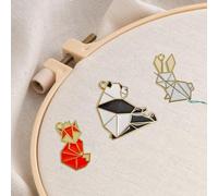 MAGUSHION Enamel Geometric Animal Needle Minders Set - 3-Pack for Cross Stitch, Sewing, Embroidery, and Needlework Accessories | Magnetic Needle Holders