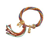MAGUSHION Tibetan Buddhist Good Luck Rope Woven Bracelets for Women Men Teens, Six Words Tibetan Mantras Amulet Braided Bracelets Adjustable Friendship Gift Handcrafted Rope Woven Wristband (B)