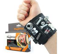 MagWrist Black Magnetic Wristband for Screws, Nails, Drill Bits - Ideal for Carpentry, DIY, Electrician, Mechanic Work Gadget