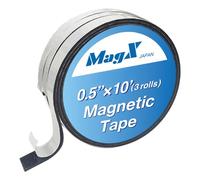 MagX Magnetic Tape with Adhesive 1.3 cm×3 m (3 Rolls), Ultra Thick 1.5mm, Magnetic Strip with Self Adhesive, Flexible Magnetic Roll Tape, Peel and Stick, Anisotropic Strong Magnets, Office Supply