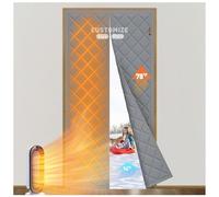 MAGZO Customized Magnetic Thermal Insulated Door Curtain Width Within 50.01-70 cm Weatherproof Thermal Door Curtain Free Entry Grey