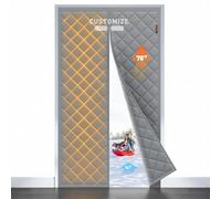 MAGZO Customized Magnetic Thermal Insulated Door Curtain Width Within 70.01-90 cm Weatherproof Thermal Door Curtain Free Entry Grey