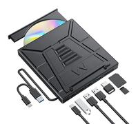 MAHAHUM 9-in-1 External CD/DVD Drive with Phone Holder, USB 3.0 & Type-C Portable DVD±RW/CD Burner, Plug and Play Optical Drive Compatible with Laptop PC, Desktop, Windows 11/10/8/7, Mac