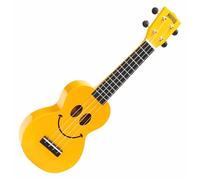 Mahalo Art Yellow Smile Soprano Ukulele for Kids & Beginners, Musical String Instruments with Geared Machine Head & Case, Mini Uke Guitars for Children & Adults, Music Gifts