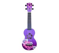 Mahalo Designer Series Soprano - 346mm Ukulele with Hawaiian Flower Design, Right Handed - Purple Burst, with Carry Bag