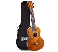 Mahalo Hano Concert Ukulele, Wooden Musical String Instrument with Geared Machine Head & Instrument Case, Beginners Ukulele Concert Kit for Adults, Brown