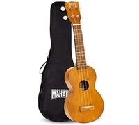 Mahalo Kahiko Soprano Ukulele for Beginners, Quality Musical String Instrument with Geared Machine Head & Instrument Case, Small Ukulele for Kids & Adults, E-Book Guide, Transparent Brown