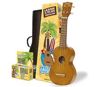 Mahalo Ukulele for Beginners, Kahiko 'Learn 2 Play' Bundle with Essentials Pack, Perfect for kids and Adults, Including Clip-on Tuner, Aquila Strings, Picks & MORE - Transparent Brown