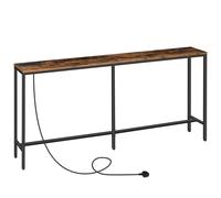 MAHANCRIS Console Table with Power Outlet, 180 CM Narrow Sofa Table, Industrial Entryway Table with USB Ports, Behind Couch Table for Entryway,