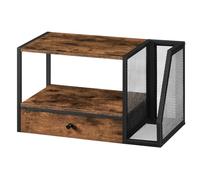 MAHANCRIS Desktop Printer Stand with Storage Drawer, Multi-Functional Desk Organizer, 2-Tier Printer Table with Storage Shelf, for Home Office, Scanner, 3D Printer, Rustic Brown and Black APTHR3001