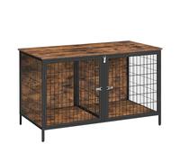 MAHANCRIS Dog Crate Furniture for 2 Dogs, 43.3" Dog Kennel with Removable Divider, Heavy Duty, Rustic Brown