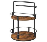 MAHANCRIS Rotating Spice Rack, 2-Tier Counter Top Spice Storage, Lazy Susan Spice Organiser, Turntable Kitchen Worktop Shelf, for Kitchen, Dining Room, Rustic Brown ASPHR17801
