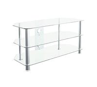 mahara Glass Corner TV Stand with Cable Management - TV Floor Stand Max 50 Inch TV - TV Mount Stand Max Weight 45kg TV - Chrome Effect/Clear Tempered Safety Glass TV Stand Unit