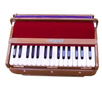 Maharaja Musicals, Folding Hari Naam Harmonium Instrument, In USA, Without Stop, Natural Brown Color, Safri, 2 1/2 Octave, Coupler, 2 Reeds, Book, Bag, Musical Instrument Indian (PDI-FFG)