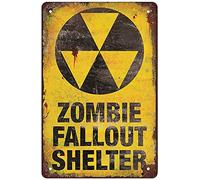 MAHASAMRAT Retro Funny Metal Sign Sheet Signs Tin Sign,zombie fallout shelter,outdoor Home Wall Decoration, size:8 x 12.