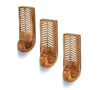 Mahasu Coat Hook Mango Wood Set of 3 Wall Hooks for Hanging Hat, Purse, Backpack. Modern Farmhouse Decor for Wall and Practical Entryway (2" X 2" X 5")