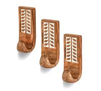 Mahasu Coat Hook Mango Wood Wall Hooks -Boho Key Decorative Wall Hooks for Hanging 3 Pack for Hanging Towels Hook (2" X 2" X 5")