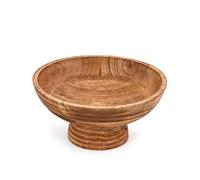 Mahasu Decorative Bowl Mango Wood Footed Bowl Round Shaped for Fruit,Dessert Platter Tray Centerpieces Home Party (10" X 10'' X 4.75")