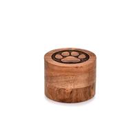 Mahasu Dog Urn Acacia Wood Dog Urn for Ashes Handcrafted - Paws carved Cremation Pet urn for Dogs Wooden Box Keepsake Urn (8.89cm x 8.89cm x 6.35cm)