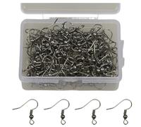 MAHAVIMOKSA 1 Box 200pcs Metal Earring Hooks Fish Hook Earrings Ear Wires with Ball and Coil with Container for DIY Craft Jewelry Making (Gun Metal)
