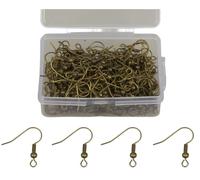 MAHAVIMOKSA 1 Box 200pcs Metal Earring Hooks Fish Hook Earrings Ear Wires with Ball and Coil with Container for DIY Craft Jewelry Making (Antique Bronze)