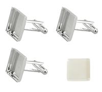 MAHAVIMOKSA 10Sets/20pcs Cufflinks Cuff Links Button 16mm Square Cabochon Blank Trays Frame with Clear Glass for DIY Craft, 16mm, Brass, glass