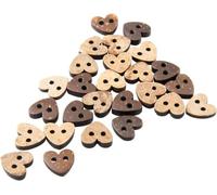MAHAVIMOKSA 200pcs Coconut Shell Button 2 Holes for DIY Craft Sewing (10mm Heart Shape)