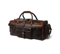 MaheTri Men’s Large Travel Overnight Weekender Duffel Bag Handmade Vintage Travel Luggage Carry On Holdall Duffle Bag, Dark Brown, 21 Inch, Minimalist