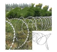 MAHFEI Metals Steel Razor Wire, Galvanised Steel Clipped Helical Barbed Roll Fence Razor Ribbon Barbed Wire Rolls Useful Protection For Yard Farm Factory Commercial (Color : Silver, Size : 5m)