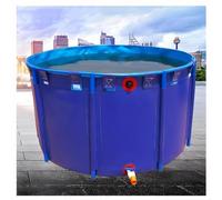 MAHFEI Pool Above Ground, Round Canvas Fish Pond Pool with Bracket, Large Collapsible Outdoors Fish Tank, Easy to Install, for Culture Agricultural Irrigation Water Storage ( Color : Blue , Size : 1.5