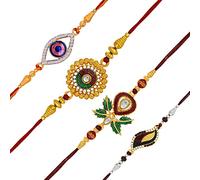 Mahi Combo of Classic Multicolor Crystals Rakhi for Beloved Brother/Bhaiya (RCO1105419M), One Size, Alloy, crystal