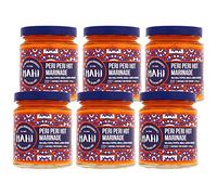 MAHI Peri Peri Hot Marinade Sauce Pack of 6 - Medium Spicy Chilli Heat, Perfect for BBQs & Every Day, Gluten Free (GF) Vegan Sauce, (6 x 200g Jars)