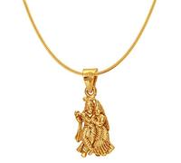 Mahi Women's Exa Collection Radha Krishna Gold Plated Religious God Pendant with Chain