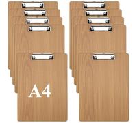 MAHIONG 10 Pack A4 Clipboard, Hardboard Wooden Clip Boards with Low Profile Clip & Hanging Hole for Office Work, Restaurant