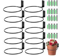 MAHIONG 10 PCS 5 Inches Flower Pot Holder Ring, Wall Mounted Wall Plant Hanger, Collapsible Metal Wall Planter Holder for Indoor and Outdoor Plant Pots, Black