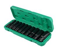 MAHIONG 10 Pcs Deep Impact Socket Set, 8-24mm, 1/2 Inch with Plastic Storage Box, Long Hex Wrench Socket Set for Car, Trucks, Tractors, Engines Repair
