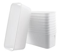 MAHIONG 10 PCS Narrow Storage Box, Plastic Small Storage Baskets with Handles, Cupboard Organiser Storage Boxes for Kitchen, Home, Office, Bathroom, White, 27 x 9.5 x 9cm