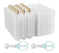 MAHIONG 100 Pack Quail Egg Cartons, 15 Cavity Small Eggs Storage Container, 2 PCS Quail Egg Cutter Scissors Plastic Clear Quail Egg Holder Cheap Bulk Reusable for Refrigerator
