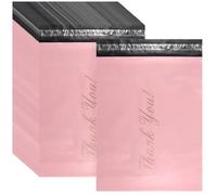 MAHIONG 100 PCS Thank You Postage Bags, 32 x 40 cm Large Parcel Bag, Self-Adhesive Plastic Delivery Bags for Parcels, Pink Mail Bag for Clothes, Packaging