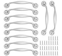 MAHIONG 10PCS Doors Pull Handles, Silver Bow Door Handle, Interior Door Handles for Cabinet, Cupboard, Wardrobe, 128mm
