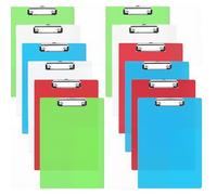 MAHIONG 12 Pack Coloured Plastic Clipboards, A4 Clipboard, Multi Pack Clip Boards for Memo Document Paper