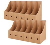 MAHIONG 12 Pcs Cardboard File Storage Boxs, Kraft Magazine File Holders, Practical Document Classification Storage Boxs for School, Office, Home
