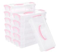 MAHIONG 12 PCS Small Stackable Storage Boxes with Lids, Pen Storage Organiser, Really Useful Box with Handles, Portable Craft Organizers for Craft, Pencil, Pen, Drawing Tools