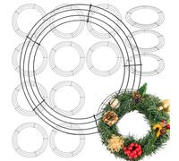MAHIONG 16 Pack 12 Inch 30cm Wire Wreath Frame, Metal Florist Wire Wreath Ring Base, Green Round Decorative Wreath Making Supplies for Christmas Garden Home Decor DIY Crafts