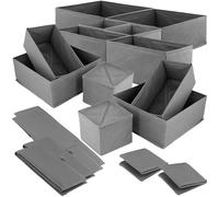 MAHIONG 18 PCS Clothes Drawer Organisers, Foldable Wardrobe Storage Organiser, Grey Underwear Storage, Clothes Organiser for Bras, Socks, Underwear, Ties, Scarves, Cosmetics