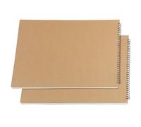 MAHIONG 2 Pack A3 Sketchbook, 60 Pages/30 Sheets 160gsm White Cartridge Paper Spiral Kraft Cover Drawing Sketch Pad for Doodling, Painting, Brown