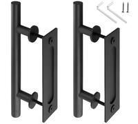 MAHIONG 2 PCS 30cm Sliding Door Handles, Double Sided Barn Door Handle, Gate Handle for Wooden Gates, Glass and Aluminum Door, Black