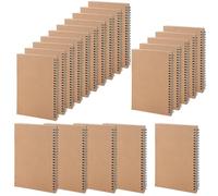MAHIONG 20 Pack A5 Lined Notebooks Bulk, 120 Pages 60 Sheets Spiral Notepad A5 Kraft Cover Notebooks Bulk Journals, Wirebound Notebooks Bulk for Travel, 14x20cm